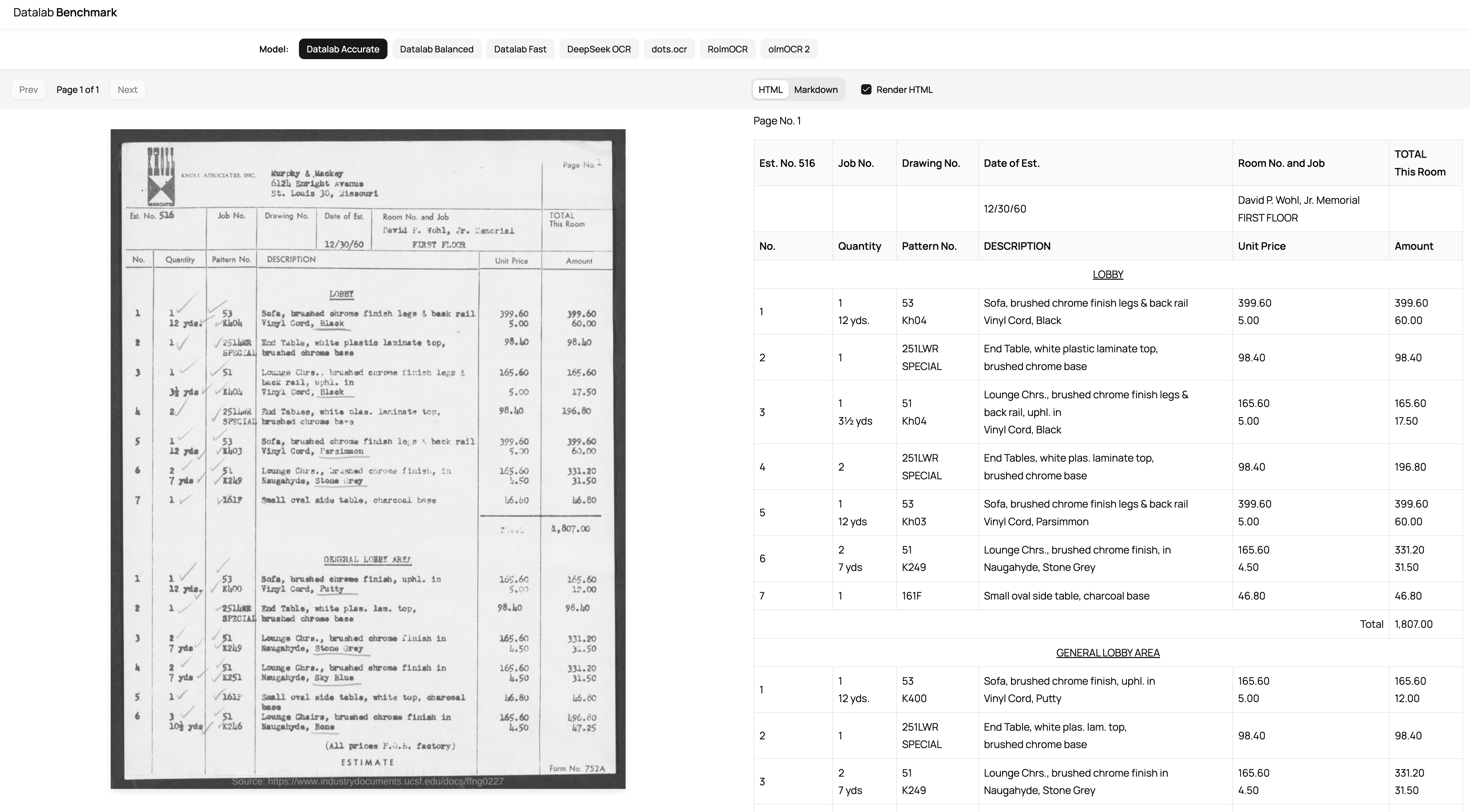 Benchmark screenshot