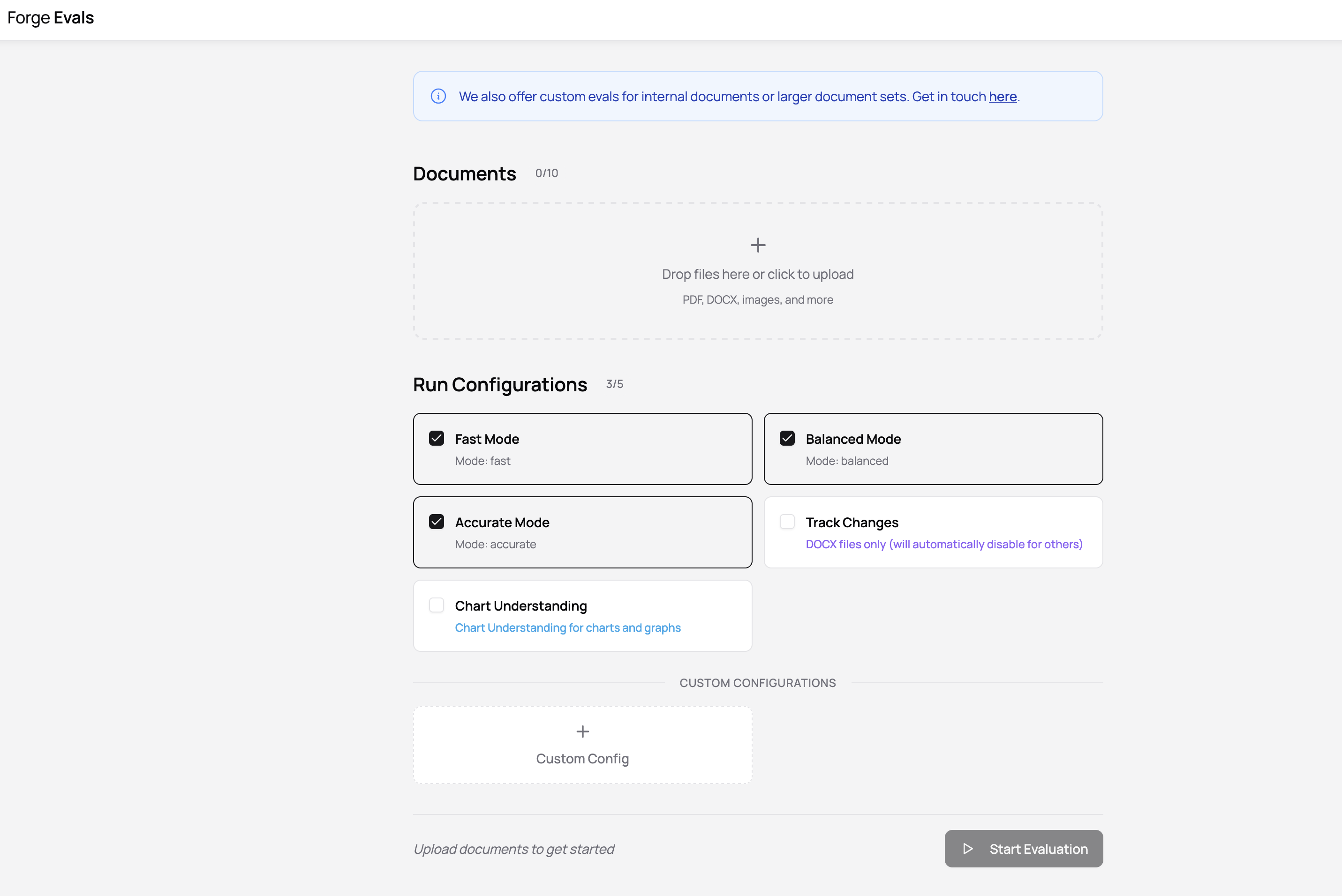 Forge Evals dashboard